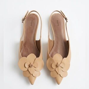 Anthropologie Maeve Leather Floral Slingback